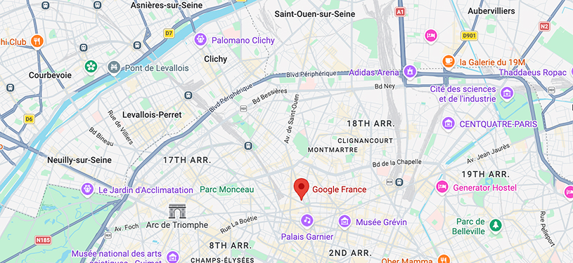 Office location map showing company headquarters address